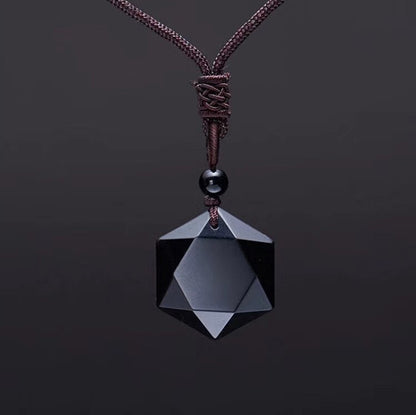 Colar com Pingente de Obsidiana Preta Nova Moda Pingente Estrela de Obsidiana Joias de Cristal da Sorte com Corda Grátis Dropshipping