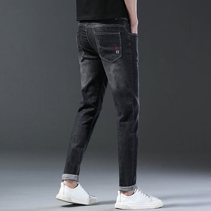 2024 Men's Fashion and Casual New Four Seasons Lightweight Long Pants Men's denim pants Straight leg pants Elastic jeans
