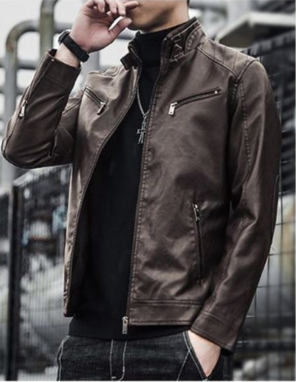 Men Leather Suit Jacket Men Slim Fit Short Coat Men Fashion Leather jacket Streetwear Casual Blazer Jackets Male Outerwear