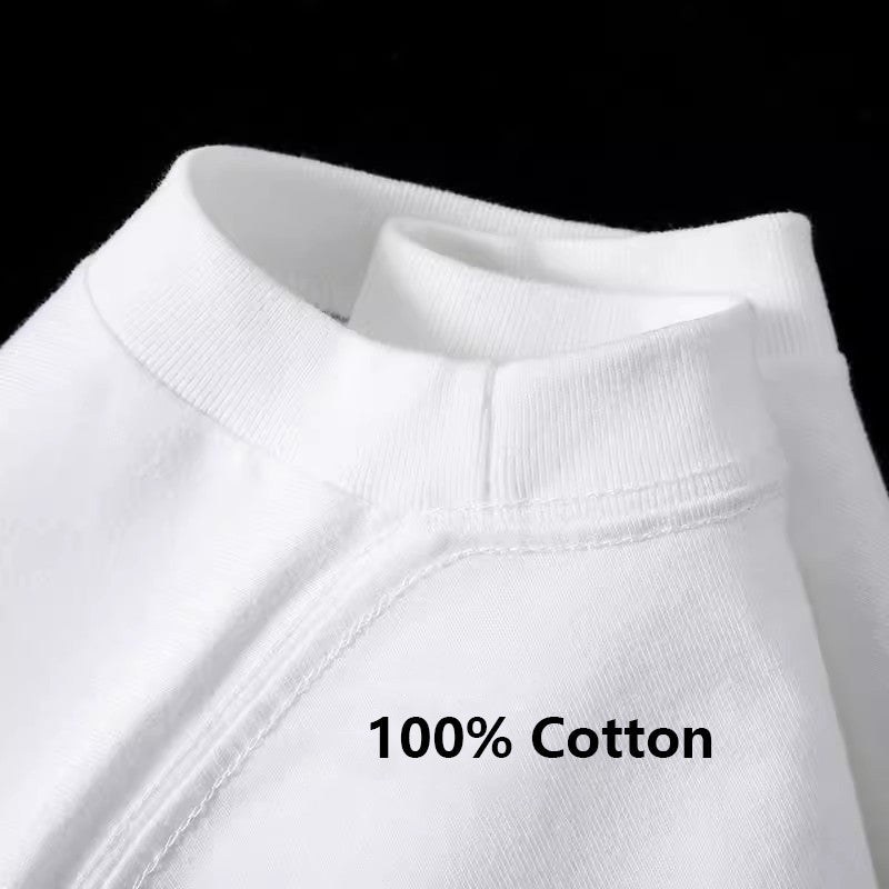 100% Cotton White Long sleeve T-shirt Men Autumn 2025 New Solid color High quality Loose Casual Black Tee Y2k Top Men clothing