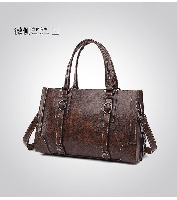 retro style women's handbag simple PU versatile shoulder bag for women large-capacity tote bag lady commuting crossbody bag