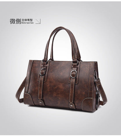 retro style women's handbag simple PU versatile shoulder bag for women large-capacity tote bag lady commuting crossbody bag