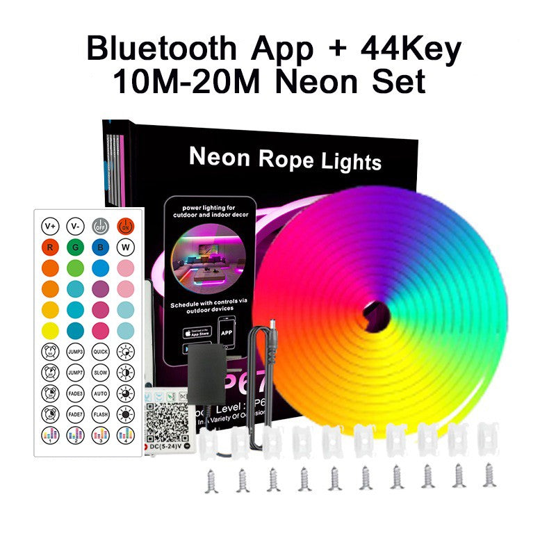 DC 24V RGB Neon Led Strip Light With Bluetooth 30 Meters Outdoor IP65 Waterproof Neon Rope Lights App Remote Control Band