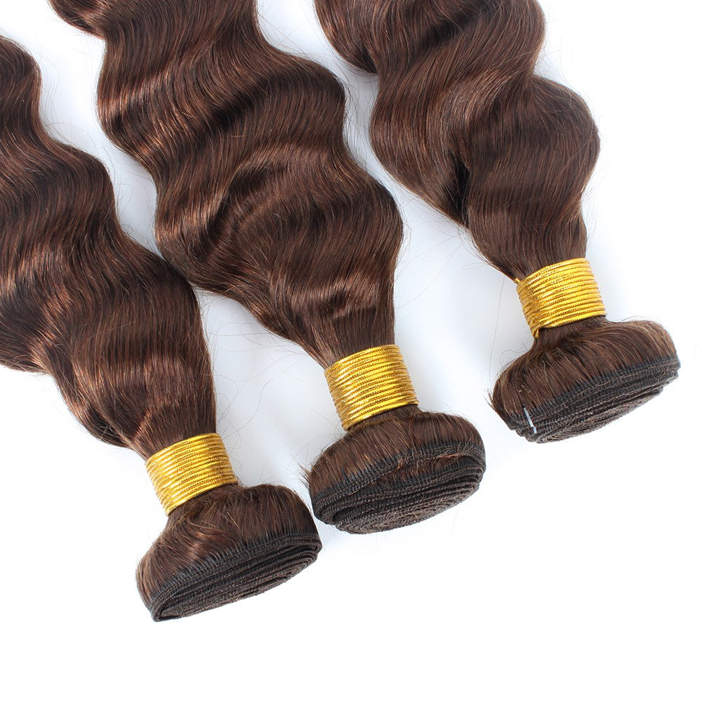 Cabelo Castanho com Fechamento, Cachos Soltos, Cabelo Humano Brasileiro Virgem 12A, Cachos Soltos e Profundos, Cabelo Cru