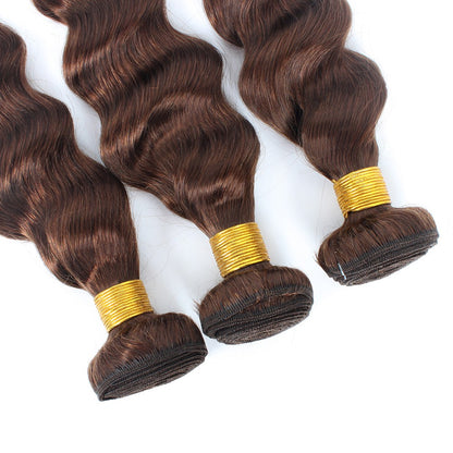 Cabelo Castanho com Fechamento, Cachos Soltos, Cabelo Humano Brasileiro Virgem 12A, Cachos Soltos e Profundos, Cabelo Cru