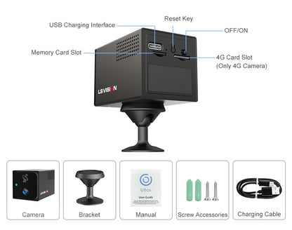 LS VISION Ubox CCTV Camera 4MP 4G Sim Card Or Wifi Home Surveillance Camera Intercom Radar Detection  Mini Baby Security Cam 2K