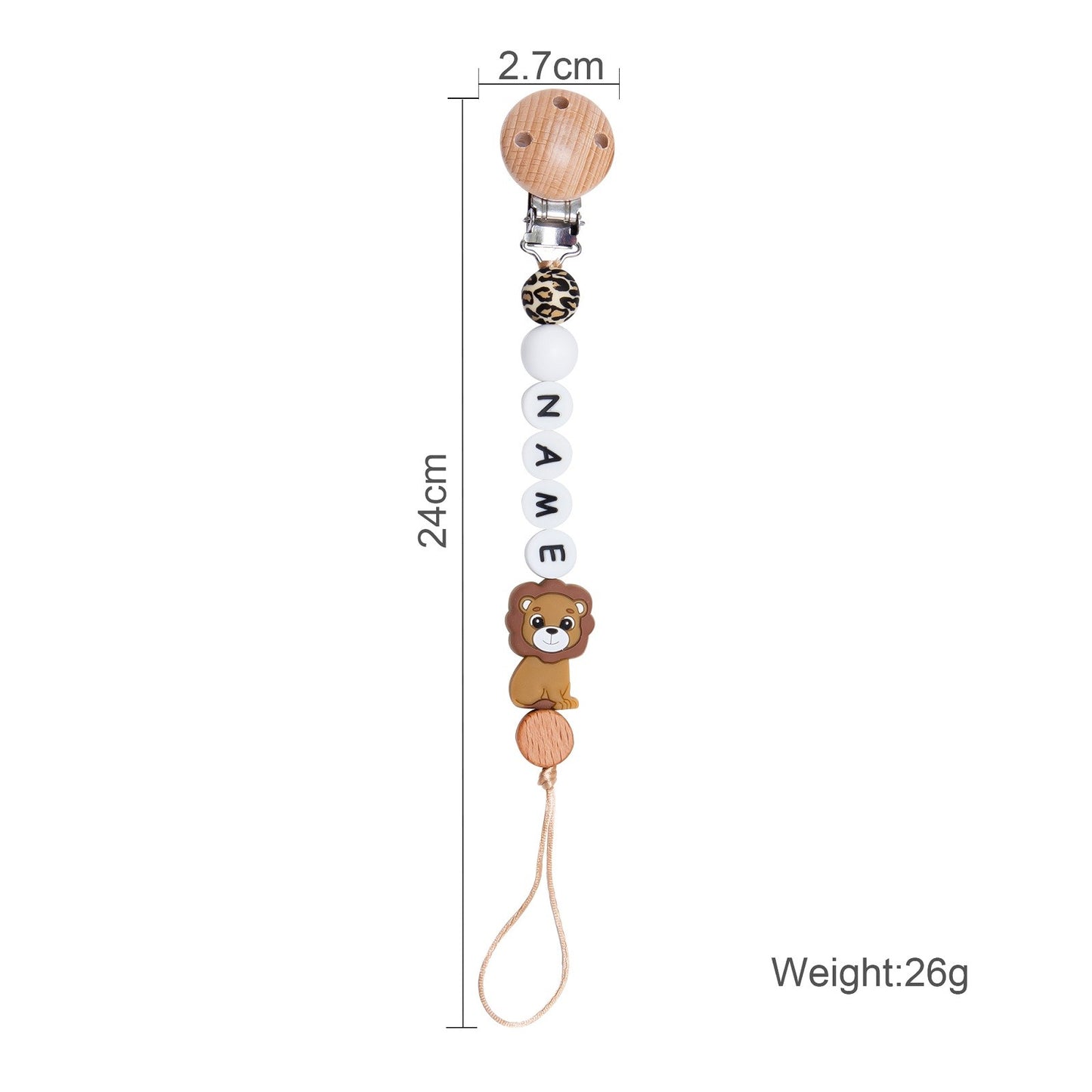 Baby Silicone Leopard animal custom pacifier chain Holder Personalized Name Baby Teether Teething pacifier Chain Clip Kids Goods