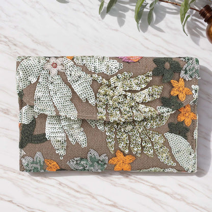 Straw Bag Evening Clutch Sequin Envelope Package Embroidered Handbag for Wedding Vacation Travel