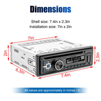 DAB Single 1 DIN Car Stereo Multimedia MP3 Player Bluetooth DVD Radio CD USB/AUX/ FM/TF In-dash Audio Head Unit Handsfree SD USB