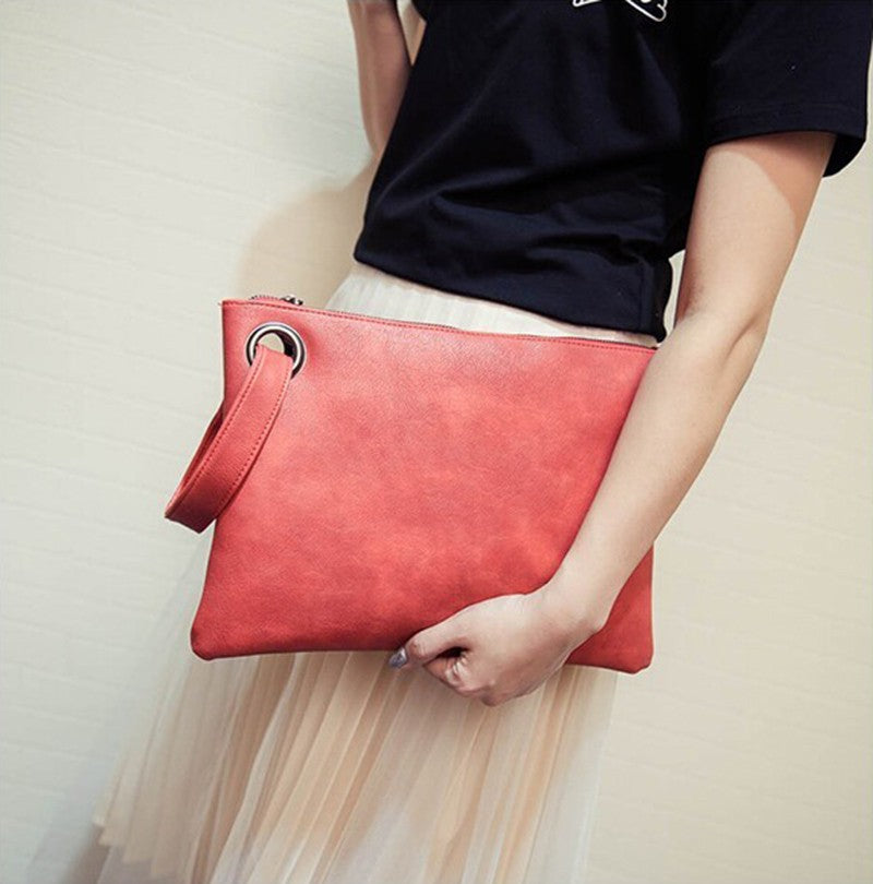 Fashion solid women's clutch bag leather women envelope bag clutch pu leather bag female Clutches sac Immediately shipping
