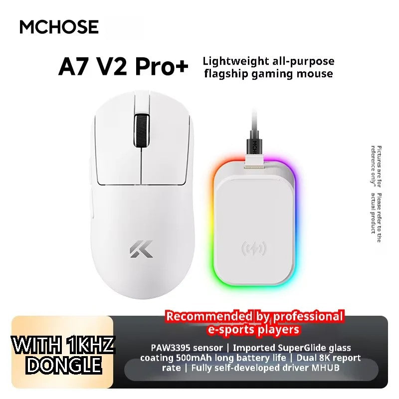 MCHOSE A7 Ultra Mouse Gamer Sem Fio Sensor de Alta Precisão Pixart3950 Design Leve Taxa de Polling de 8000Hz Chip Principal Realtek