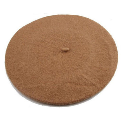 Boina de lã sintética quente de inverno feminina meninas artista francesa gorro chapéu vermelho preto roxo bege laranja Kawaii bonés de topo plano aquecedores