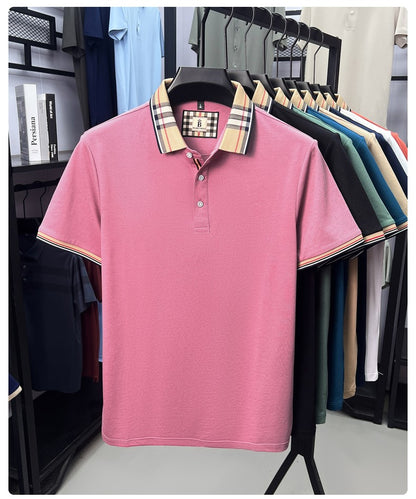 Luxury brand short sleeve polo shirt men fashion simple solid color summer new mercerized cotton breathable casual lapel T shirt