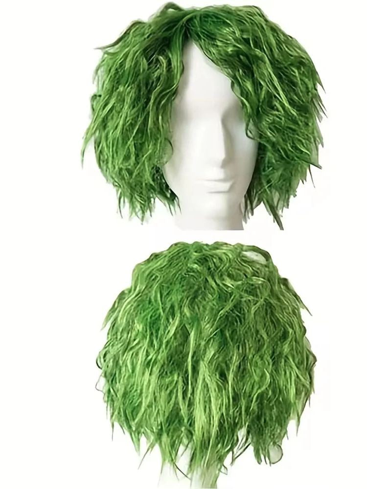 HAIRJOY Peruca Sintética Verde Cosplay Fofa Curta Encaracolada Anime Halloween para Mulheres Homens