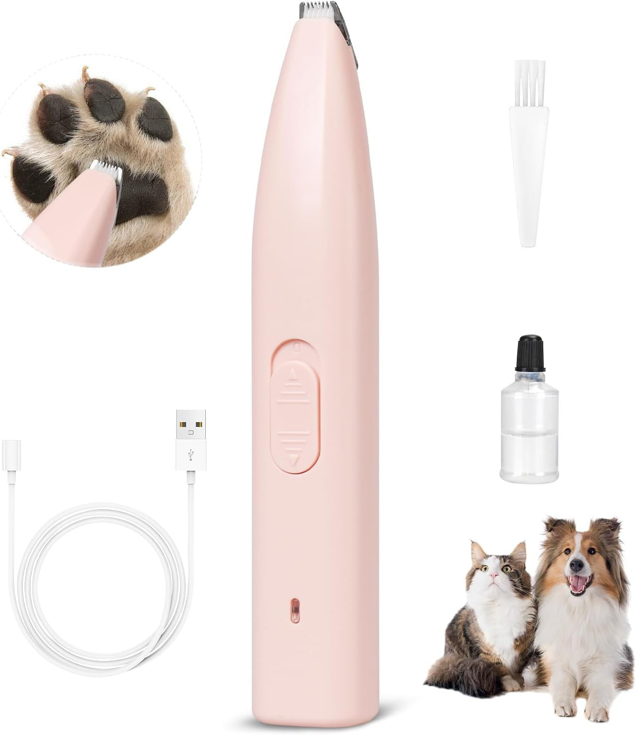 Máquina de tosar elétrica para animais de estimação, recarregável, de longa duração, baixo ruído, universal para cães e gatos, ferramenta de reparo de pelos de patas