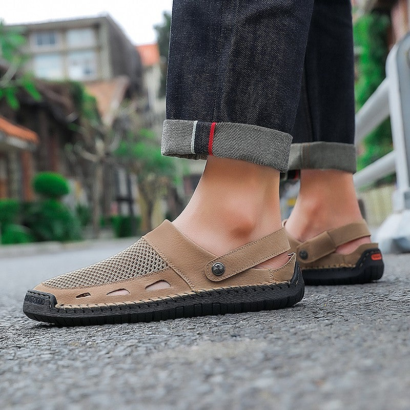 Soft Sole Male Simple Slippers Breathable Mens Summer Sneakers Casual Half Shoes Leisure Walk Half Drag Outdoor Non-Slip Sandals