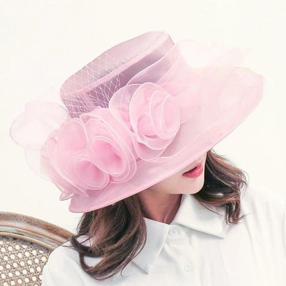1 Chapéu Feminino De Organza Com Babados E Aba Larga Chapéu De Sol De Verão Para Noivas Estilo Europeu E Americano Chapéu Requintado Para Festas E Praia