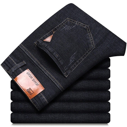 2025 Men NEW Men's Fashion Business Jeans Classic Style Casual Stretch Slim Jean Pants Male Brand Denim Trousers Black Blue Mens