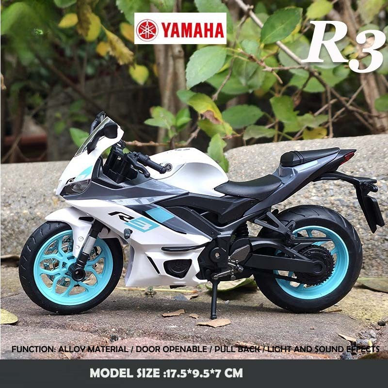 Simulação 1/12 Yamaha R3 Liga Modelo de Motocicleta Luz e Som Carro de Brinquedo para Crianças Menino Presente de Aniversário Miniatura Voiture