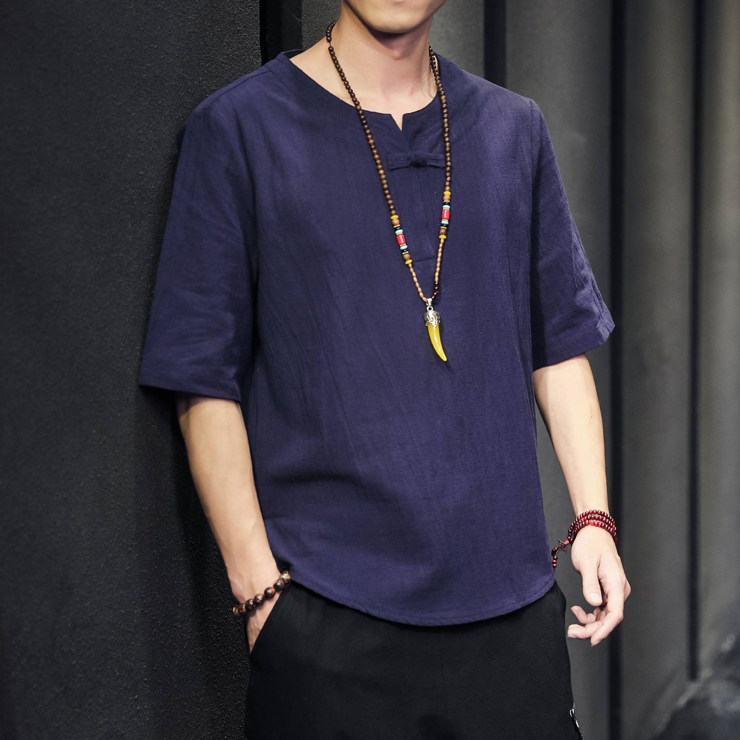 2023 Men Summer Cotton Linen Tang Shirt Men Chinese Style Button Short-Sleeved Shirts Male Blouse Vintage Kung Fu Hawaiian Shirt