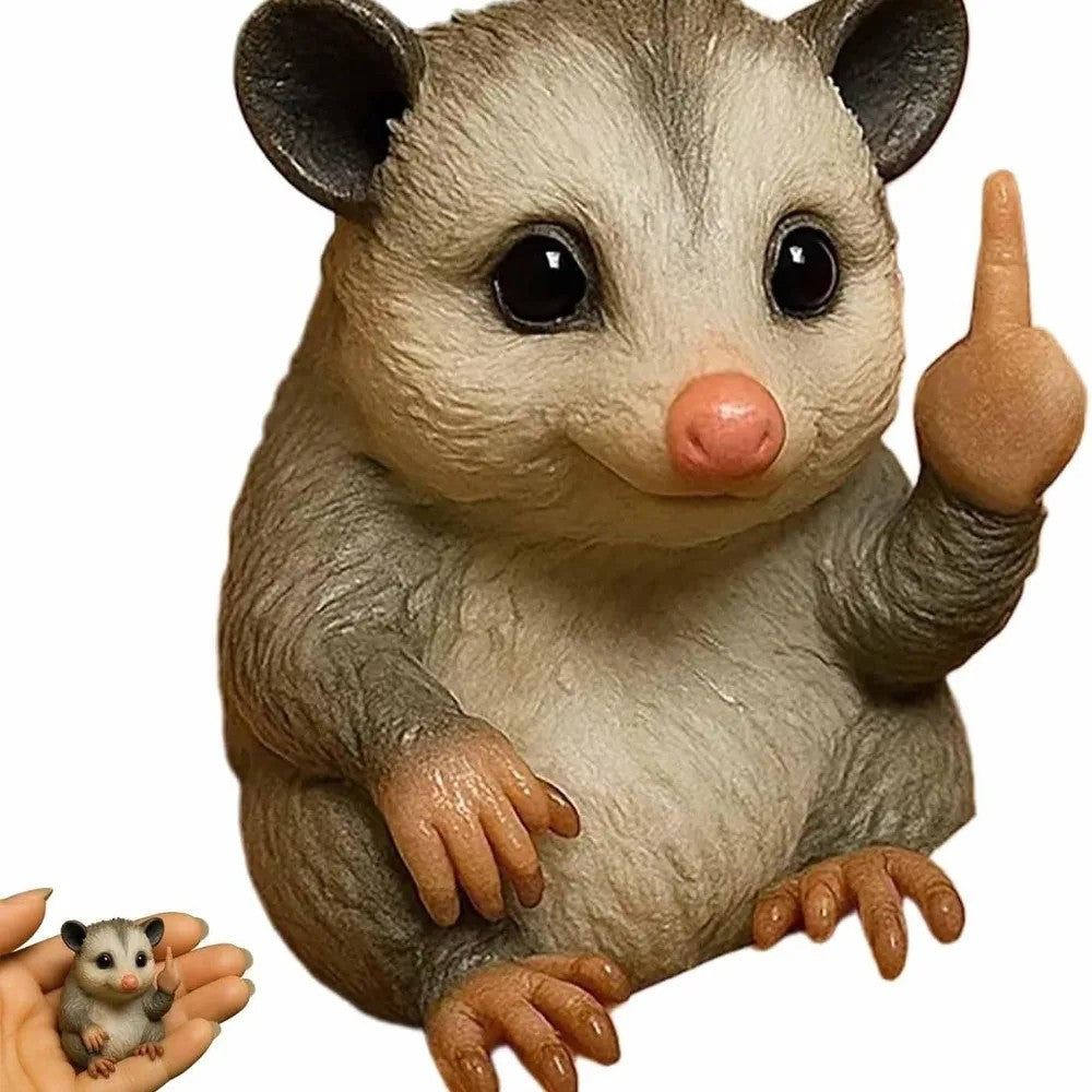 Funny Animal Middle Finger Statue - Cute Resin Mini Sculpture for Desk, Perfect Offices Prank Home Decor Modern Style Figurines