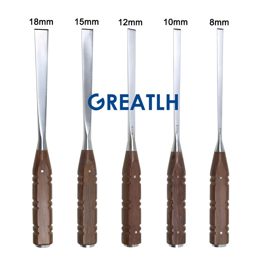 GREATLH Ortopédicos Osteótomos de Osso Osteótomos de 8mm-18mm Cabo de Madeira Instrumentos Cirúrgicos Veterinários para Animais de Estimação