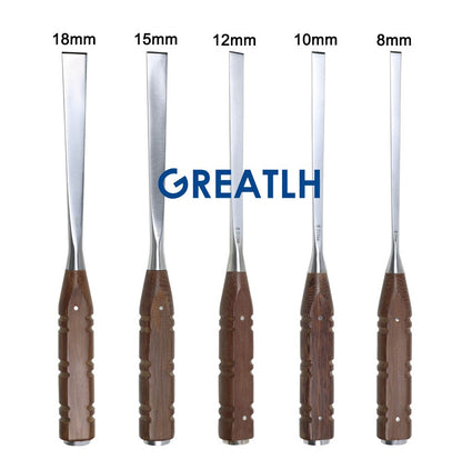 GREATLH Ortopédicos Osteótomos de Osso Osteótomos de 8mm-18mm Cabo de Madeira Instrumentos Cirúrgicos Veterinários para Animais de Estimação