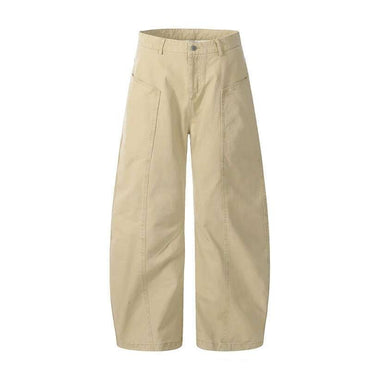 Calça Cargo Masculina de Verão, Nova, Cor Sólida, Lavada, com Corte em Curva, Calça Simples de Perna Larga, Solta, Masculina, Cleanfit, Parte de Baixo N6TY