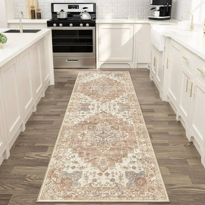 VIKAMA Persian Flannel Carpet Living Room Mat Hallway Mat Sofa Mat Bedroom Bedside Rug Long Rug Non-slip Washable Home Decor