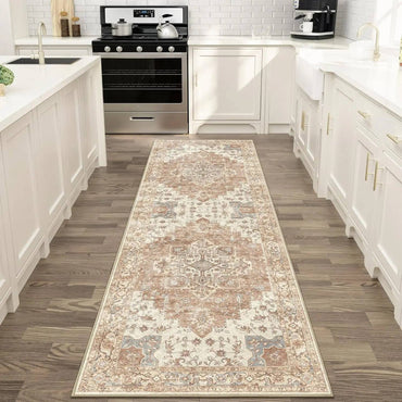 VIKAMA Persian Flannel Carpet Living Room Mat Hallway Mat Sofa Mat Bedroom Bedside Rug Long Rug Non-slip Washable Home Decor