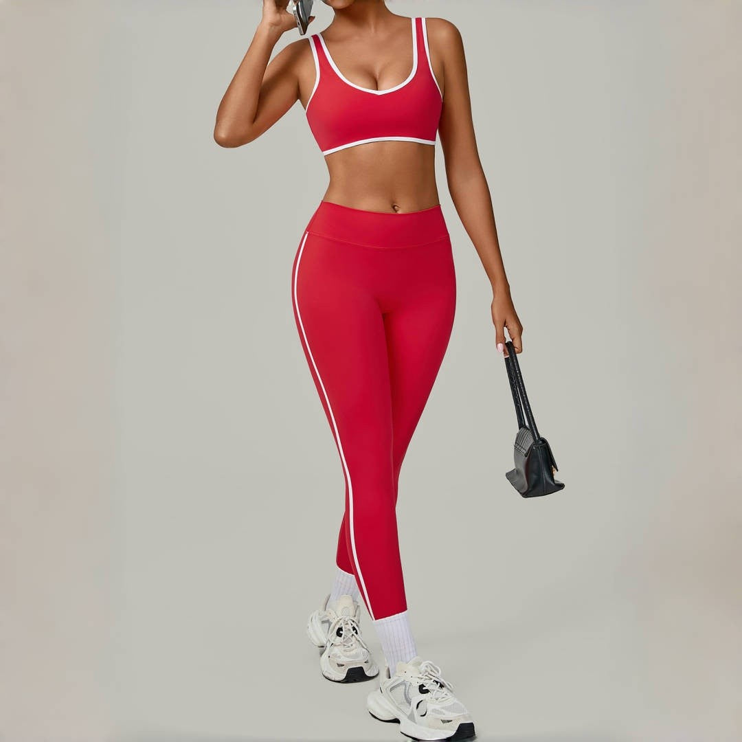 Yoga Suit Sports Fitness High Waist Peach Hip Tight Removable Padding Sports Bra Outfit Running Workout Clothes Gym Leggings Set