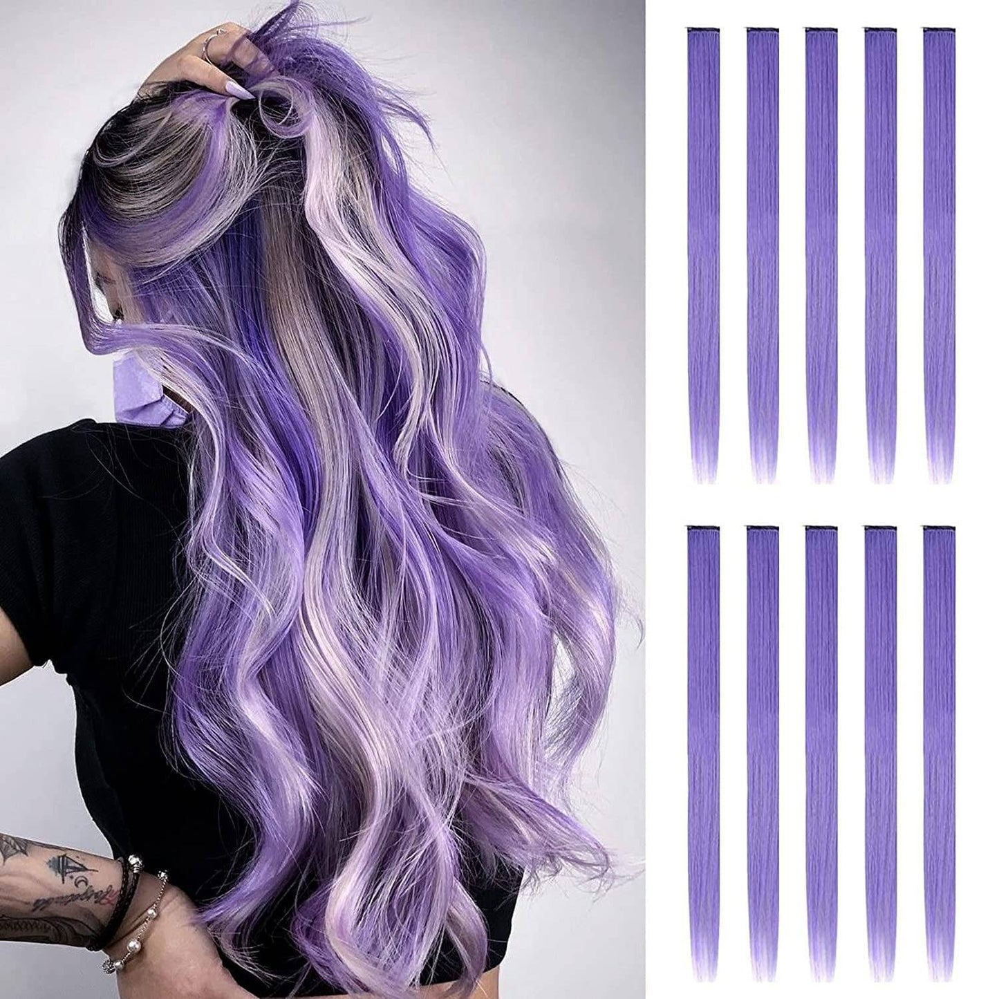 22 Inch Hair Extensions Clip ins, 6/12 Pcs Pink Hair Extensions Colored Hair Extensions  Party Highlights Long synthetic Hair