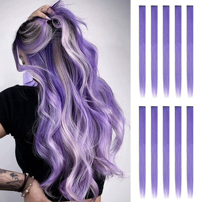 22 Inch Hair Extensions Clip ins, 6/12 Pcs Pink Hair Extensions Colored Hair Extensions  Party Highlights Long synthetic Hair