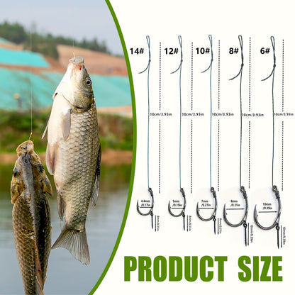 Montagens Pré-Amarradas para Pesca de Carpas, Method Feeder e Hair Rigs com Linha Trançada e Anzóis Barbela (Tamanho 6, 8, 10, 12), para Carpas e Carpas Prateadas