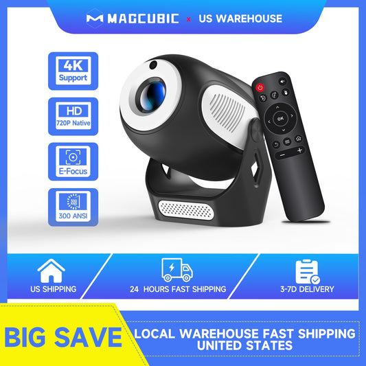 Magcubic HY300 X 4K 720P Android 11 Projetor com Foco Elétrico 300Ansi Wifi6 BT5.0 Projetor Portátil Som HIFI para Casa e Ar Livre
