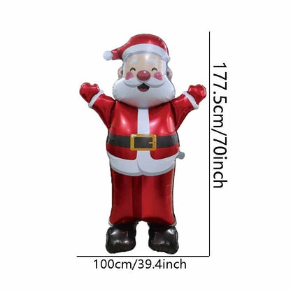 1/2pc 70-inch Standing 3D Waving Santa Claus Aluminum Foil Balloon Christmas Mall Atmosphere Decoration Indoor Theme Decor