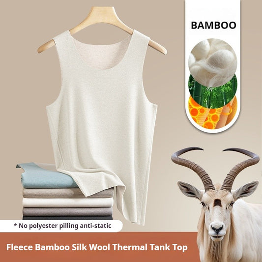 Comfortable Bamboo Fiber Thermal T Shirt Men Tank Top Wool High Quality Seamless Undershirt Winter Men's Warm Fleece Underwear