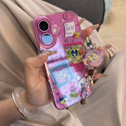 Capa de Telefone Ins Japan Lovely Anime Desenho Animado Bonito com Glitter para iPhone 16 15 14 13 12 11 Pro MAX XR XS MAX 7 8 Plus Y2K Kawaii