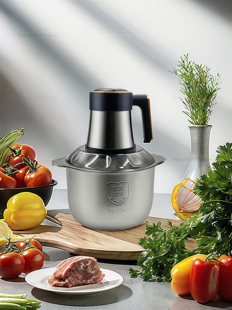 Liquidificador de aço inoxidável multifuncional para carne, frutas, vegetais, processador de alimentos, moedor de carne elétrico de cozinha com cinco velocidades