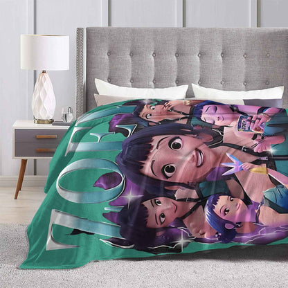 Cobertores de flanela Kpop Demon Hunters Zoey Huntrix Cobertor incrível para casa hotel sofá colcha 125*100cm