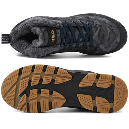 Botas de Neve Masculinas de Inverno Super Quentes Botas de Caminhada Masculinas Impermeáveis Botas Masculinas de Exterior Tênis Antiderrapantes de Borracha Botas Masculinas de Trabalho de Cano Curto