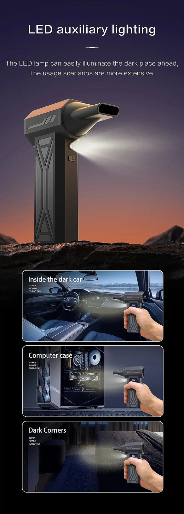 JH Portable Air Blower Free shipping Mini Turbo Jet Fan Handheld Brushless Motor 130000 RPM 52m/s Industrial Duct Fan