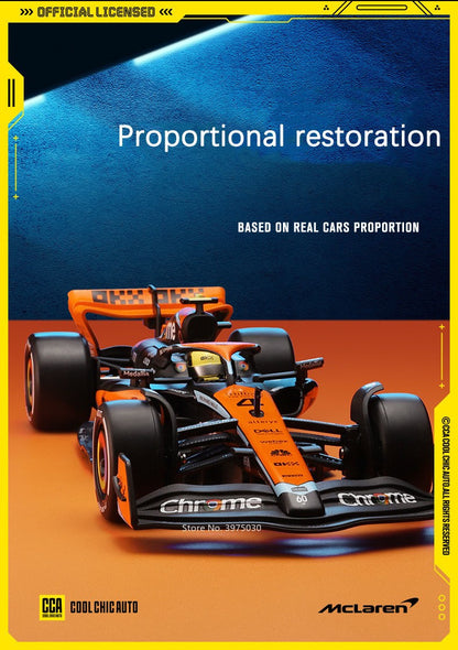 1:24 McLaren MCL60 F1 Carros Miniatura Brinquedos de Liga Modelos Fundidos Rodas Podem Virar Rolar Deslizar Carro Esportivo Presentes de Festival para Meninos