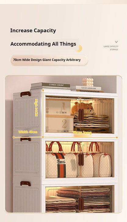 Large Volume Multifunction Folding Living Room Cabinet Closet Organizer With Wheel Stackable Sundries Large Capacity Storage Box