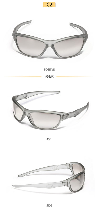 Men's Silver Y2K Sunglasses Outdoor Cycling Sports Sun Glasses Women Vintage Shades Trendy Punk Goggle Eyewear 2000S Aesthetic