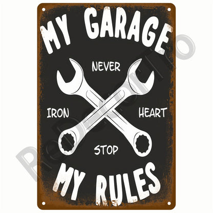 Retro Motor Oil Gas Tyre Racing Tin Sign Poster Iron Plates Metal Sign Garage Bar Pub Club Man Cave Home Decor Wall Decor Art