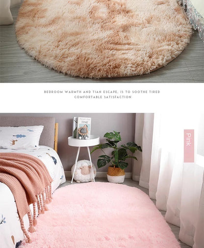 Tie-Dye Oval Living Room Rug Comfortable Soft Home Decor Floor Cushion Sofa Eend Table Bedroom Fluffy Non-Slip Plush Bed Rug