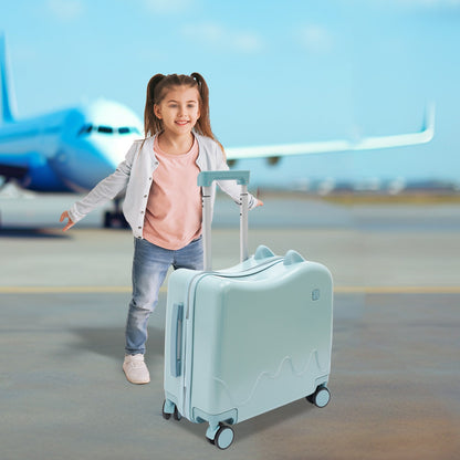 Mala de Viagem, Maleta de Viagem Infantil Portátil, Mala de Rodinhas de 18 Polegadas para Crianças, Mala Infantil Azul Celeste, Natal