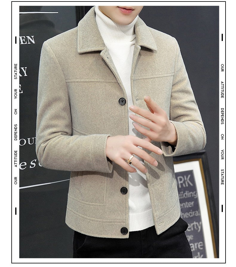 Autumn Winter Short Woolen Coat Merino Wool Men Korean Mink Imitation Jacket Trendy Heavy Clothes Mens Overcoat Heren Jas