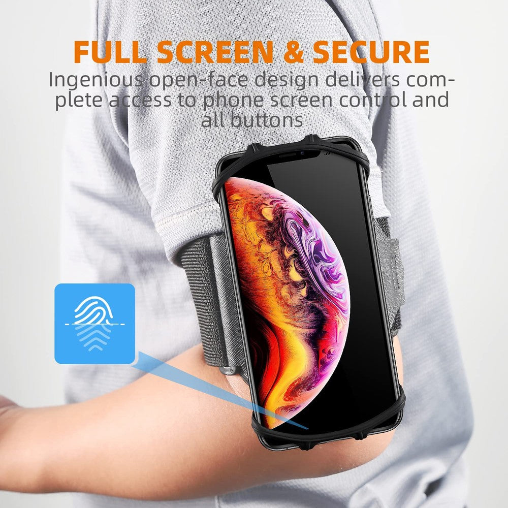 Running Wristband Phone Holder 360°Rotation Detachable Sports Armband with Key Holder for iPhone Samsung Xiaomi Huawei Phone